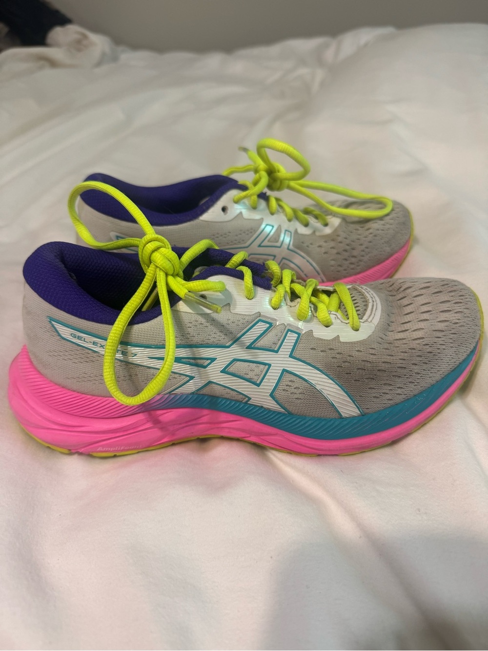ASICS GEL-Excite 7 Running Gray Pink Neon Lime Women’s Athletic Sneakers W6.5 - Picture 4 of 8